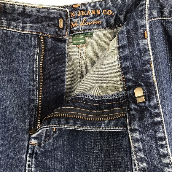 Vtg Y2k Lauren Jeans Company Blue Denim Skirt Midi Flare Western Rodeo Size 14 - Picture 5 of 6